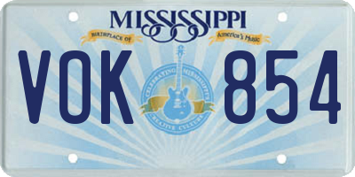 MS license plate VOK854