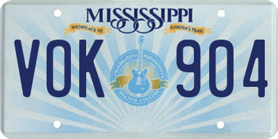 MS license plate VOK904