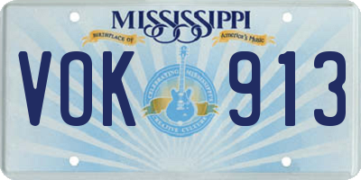 MS license plate VOK913