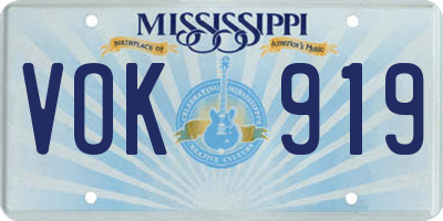 MS license plate VOK919
