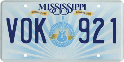 MS license plate VOK921