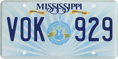 MS license plate VOK929