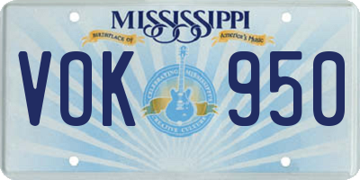 MS license plate VOK950