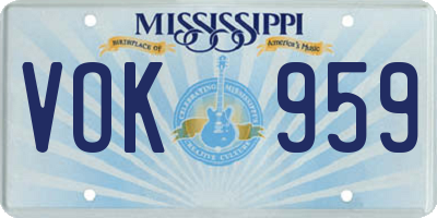 MS license plate VOK959