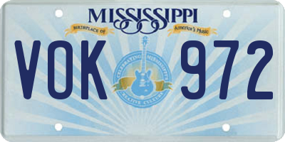 MS license plate VOK972