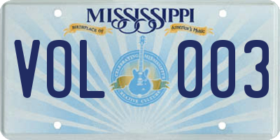 MS license plate VOL003