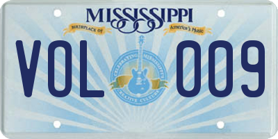 MS license plate VOL009