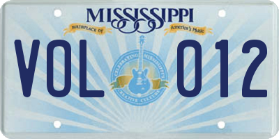 MS license plate VOL012