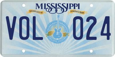 MS license plate VOL024