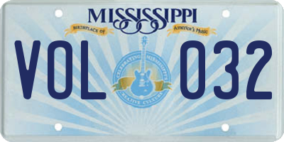 MS license plate VOL032
