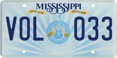 MS license plate VOL033