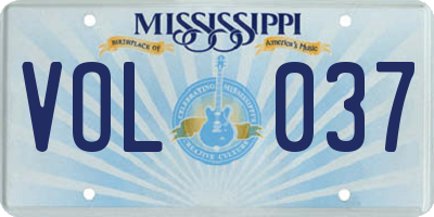 MS license plate VOL037