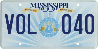 MS license plate VOL040