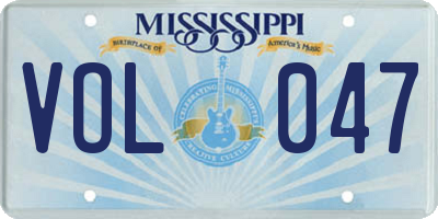 MS license plate VOL047