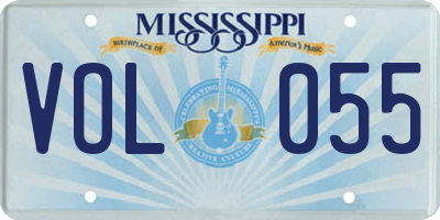 MS license plate VOL055
