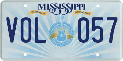 MS license plate VOL057