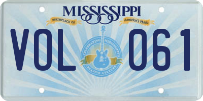 MS license plate VOL061