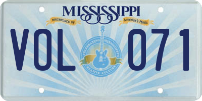 MS license plate VOL071
