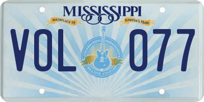 MS license plate VOL077