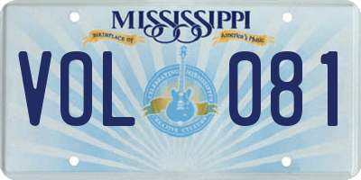 MS license plate VOL081