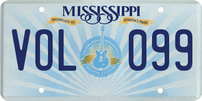 MS license plate VOL099