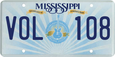 MS license plate VOL108