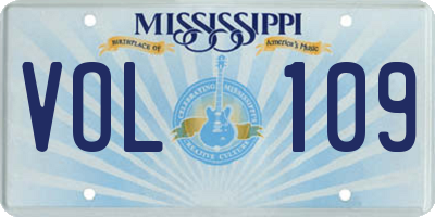 MS license plate VOL109