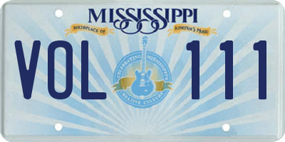 MS license plate VOL111
