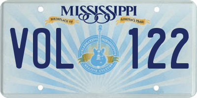 MS license plate VOL122
