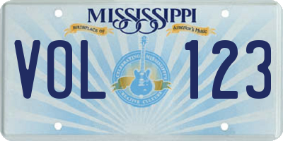 MS license plate VOL123