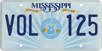 MS license plate VOL125