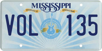 MS license plate VOL135