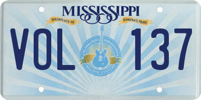 MS license plate VOL137