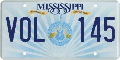 MS license plate VOL145