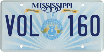 MS license plate VOL160