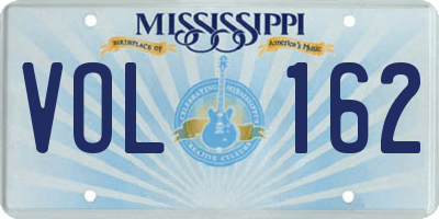 MS license plate VOL162