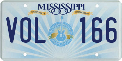 MS license plate VOL166
