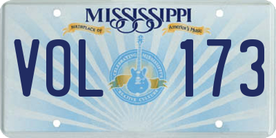 MS license plate VOL173