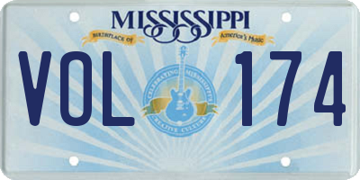 MS license plate VOL174