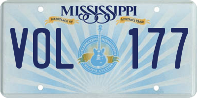 MS license plate VOL177