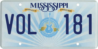 MS license plate VOL181
