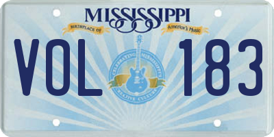 MS license plate VOL183