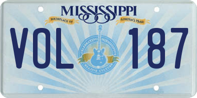 MS license plate VOL187