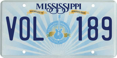 MS license plate VOL189