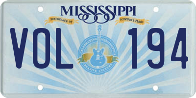 MS license plate VOL194