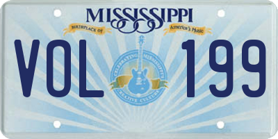 MS license plate VOL199