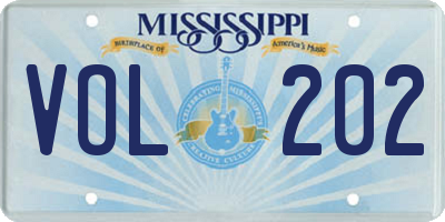 MS license plate VOL202