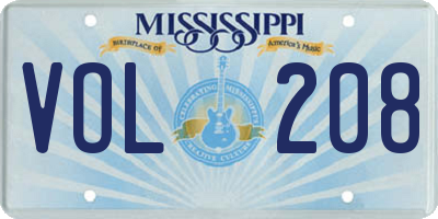 MS license plate VOL208