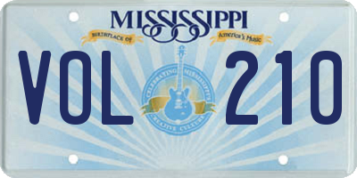 MS license plate VOL210