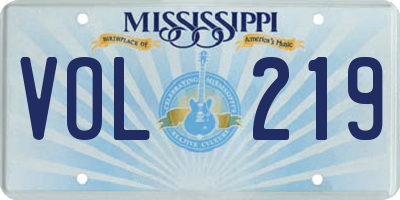 MS license plate VOL219